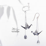 Handmade Earrings Origami Crane Thread Long Drop Dangle Gift Jewelry Accessories Girls Women - Annie Jewel