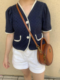 Leather Round Shaped Bag Bee Purse