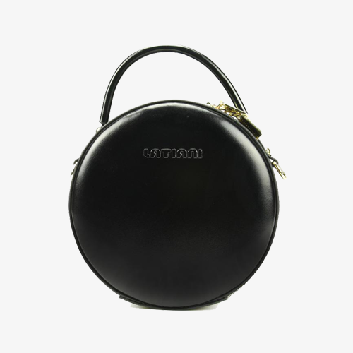 Small Leather Round Black Bag Purse