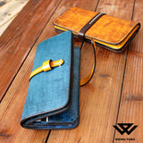Genuine Leather Wallet Handmade Womens Long Folded Wallet Clutch Phone Purse Clutch - Annie Jewel