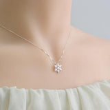 Necklace Silver Snowflake Cute Charm Pendant Choker Necklace Christmas Gift Jewelry Accessories Women - Annie Jewel