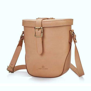 Small Full Grain Leather Canteen Bucket Bag - Annie Jewel