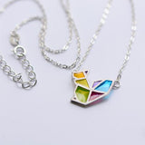 Necklace Silver Origami Squirrel Colorful Glaze Pendant Charm Necklace Gift Jewelry Accessories Women - Annie Jewel