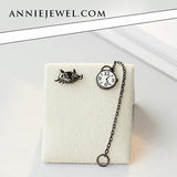 Unique Cat Silver Stud Earrings - Annie Jewel