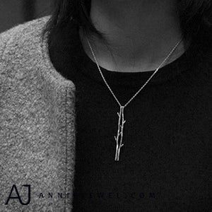 Sterling Silver Necklace Handmade Branch Pendant Charm Necklace Gift Jewelry Accessories Girls Women - Annie Jewel