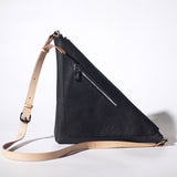 Genuine Leather Black Triangle Sling Bag