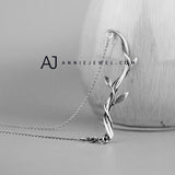 Sterling Silver Vintage Necklace Handmade Branch Charm Necklace Gift Jewelry Accessories Girls Women - Annie Jewel