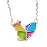 Necklace Silver Origami Squirrel Colorful Glaze Pendant Charm Necklace Gift Jewelry Accessories Women - Annie Jewel