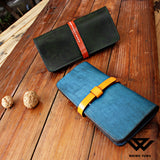 Genuine Leather Wallet Handmade Womens Long Folded Wallet Clutch Phone Purse Clutch - Annie Jewel