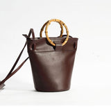 Bamboo Handle Small Bucket Bag - Annie Jewel