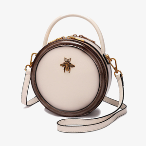Leather Round Shaped Bag Bee Purse