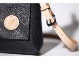 Black Leather Triangle Side Bag - Annie Jewel