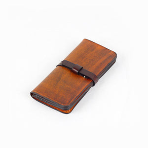 Genuine Leather Wallet Handmade Womens Long Folded Wallet Clutch Phone Purse Clutch - Annie Jewel