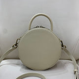 White leather round bag