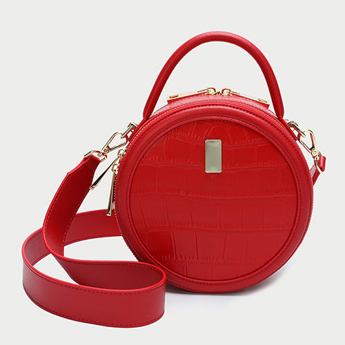 Double Zip Leather Round Bag Crossbody Purse | Annie Jewel