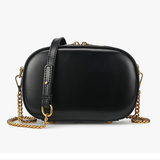 Small Black Round Leather Circle Shoulder Bags - Annie Jewel