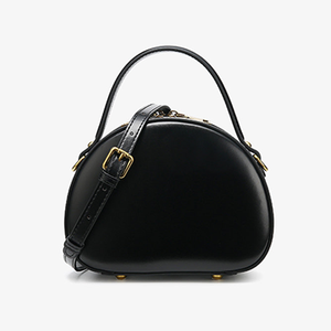 Black Leather Half Moon Case Handbag