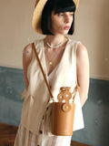 Mini Round Canteen Bucket Bag Clutch Purse - Annie Jewel