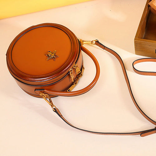 High Quality Small Leather Round Bags Bee Purse Green