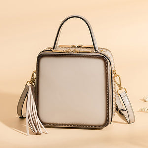 Structured Satchel Crossbody Bag Square With Double Zipper For Women 