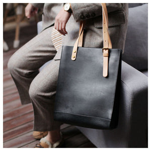12" Best Leather Vertical Tote - Annie Jewel