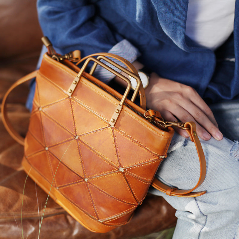 Genuine Leather Patchwork Tote Handbags Purses Green