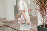 Handmade Pink Leather Satchel Saddle Crossbody Bag Purse - Annie Jewel