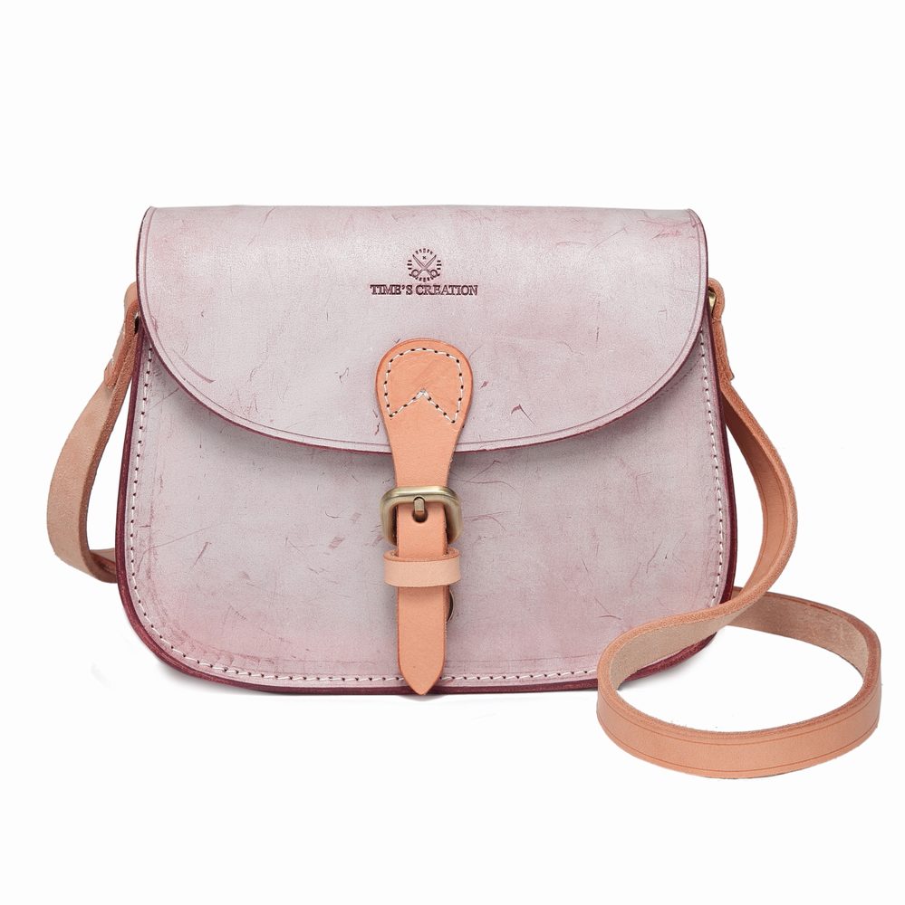 Genuine leather PINK bag with embroidered strap. GENUINE leather cross –  Handmade suede bags by Good Times Barcelona