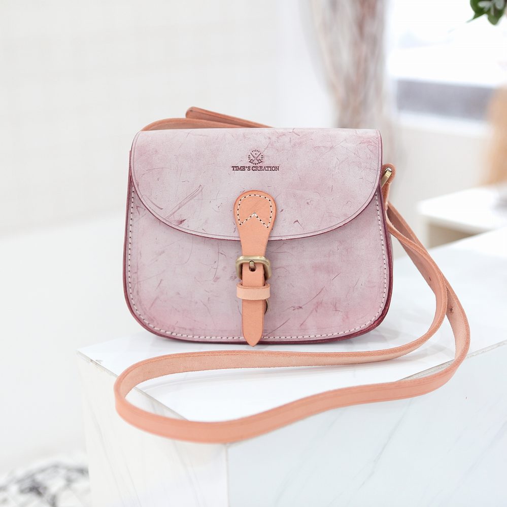 Pink leather crossbody purse hot sale