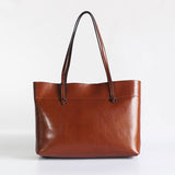 Womens Leather Tote Bag Brown Leather Work Tote Zip Top Tote Bag - Annie Jewel
