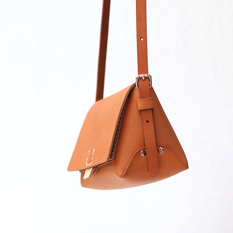Home › Handmade Mini Leather Triangle Crossbody Bag Purse