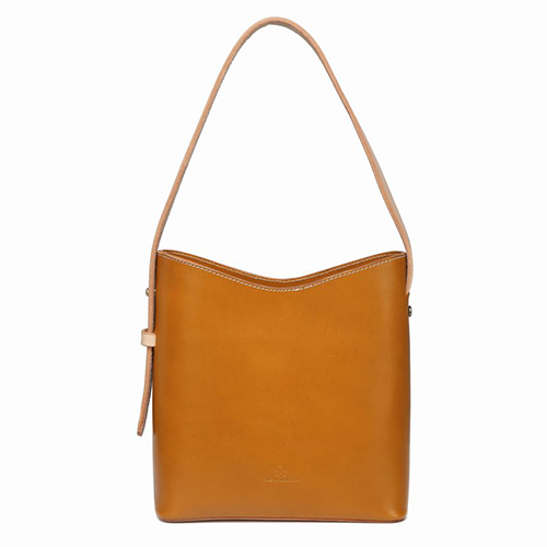 Handmade Vegetable Tanned Leather Small Minimal Buckt Tote Bag Purse - Annie Jewel
