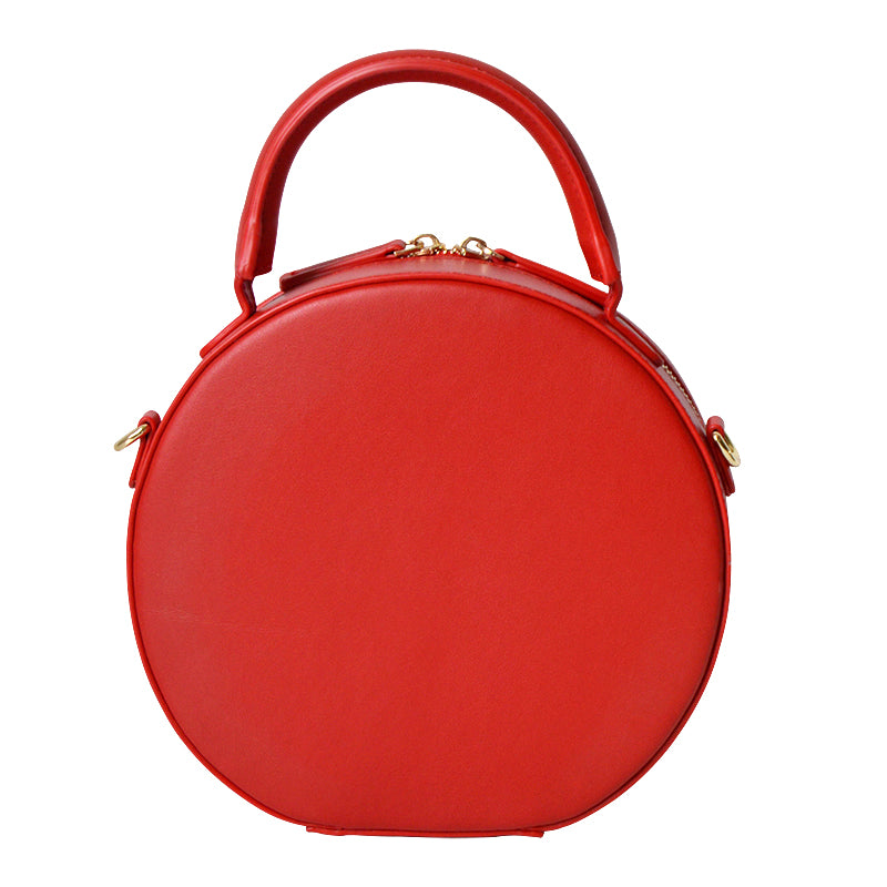 Pink Leather Circle Crossbody Bag Round Leather Handbag Annie Jewel