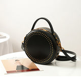 Studded Round Leather Circle Purses Bags - Annie Jewel