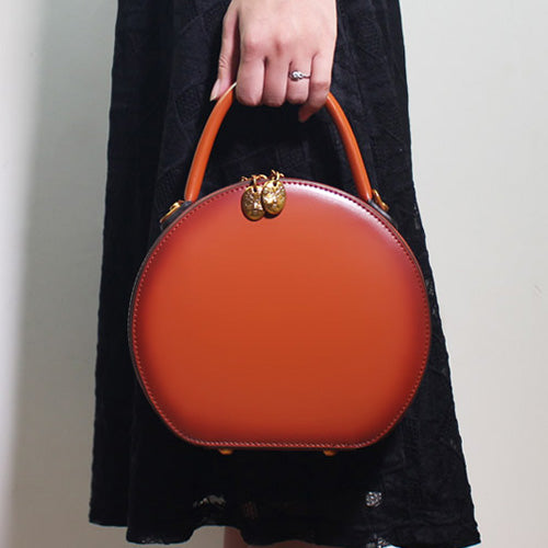 Leather Round Shaped Bags Circle Handbag Purse | Annie Jewel