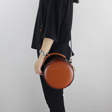 Leather Canteen Round Shoulder Bags - Annie Jewel