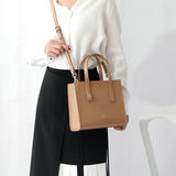Leather Small Handle Satchel Square Crossbody Bag Purse - Annie Jewel