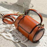 Mini Leather Round Canteen Crossbody Bag - Annie Jewel