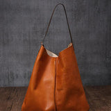 Leather Vertical Tote Bucket Bag Purse - Annie Jewel