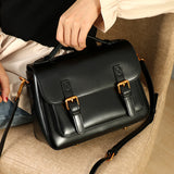 Genuine Brown Leather Satchel Handbags Purses - Annie Jewel