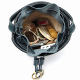 Handmade Leather Drawstring Handle Bucket Bag Purse - Annie Jewel