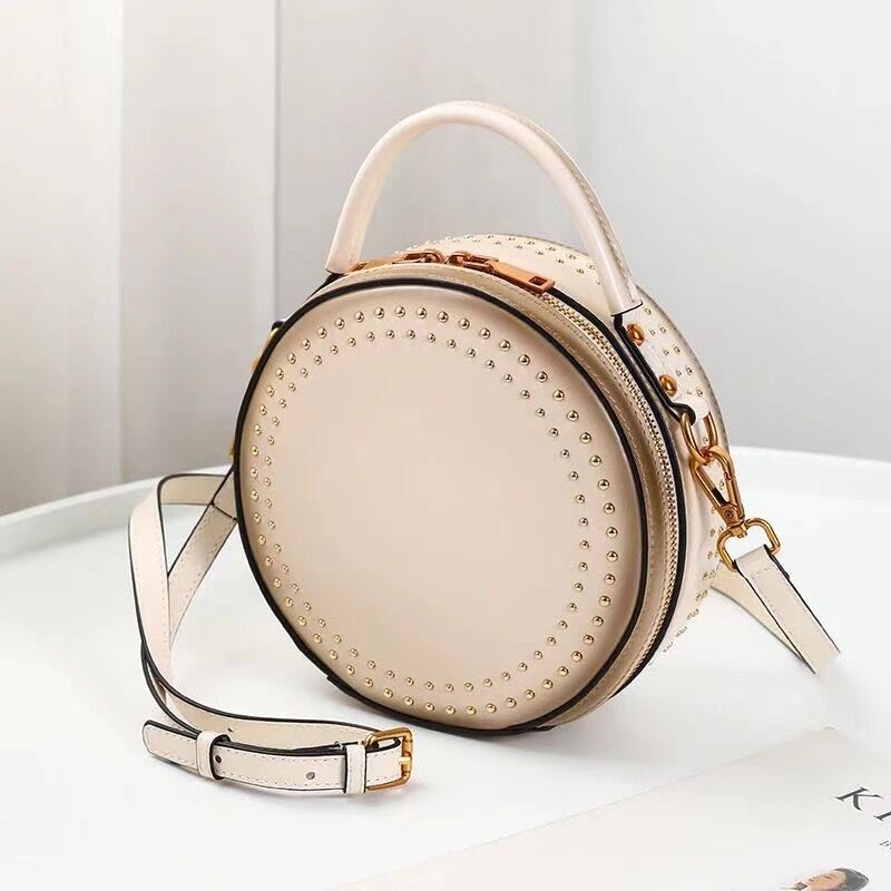 Studded Round Leather Crossbody Bag Purse | Annie Jewel