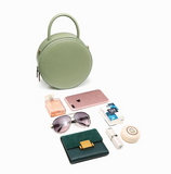 Green leather bag round