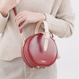 Handmade Round Leather Circle Clutch Purse Bag - Annie Jewel