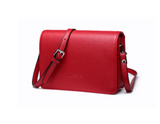 Red Leather Small Flap Square Crossbody Bag Purse - Annie Jewel