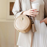 Small Round Leather Circle Crossbody Bags - Annie Jewel