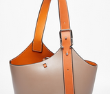 Small Leather Bucket Tote Shopper Bags Purse - Annie Jewel