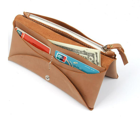 Handmade leather vintage women long wallet clutch phone purse wallet - Annie Jewel