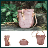 Small Full Grain Leather Canteen Bucket Bag - Annie Jewel