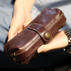 Handmade Leather Long Wallet Bag Pen Purse Clutch For Women - Annie Jewel